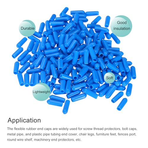 Image of MECCANIXITY 200pcs 4mm Rubber End Caps Cover PVC Vinyl Screw Thread Protector Round Wire Shelf Caps for Screw Bolt Pipe Fence Post, Light Blue