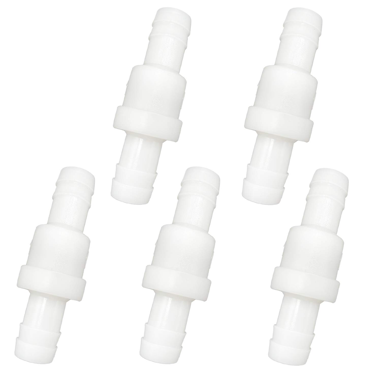 Metaland One Way Check Valve, 1/2" Hose Barb Non Return Ozone Resistance Plastic Valve for Water Fuel Oil Air Gas (Pack of 5)