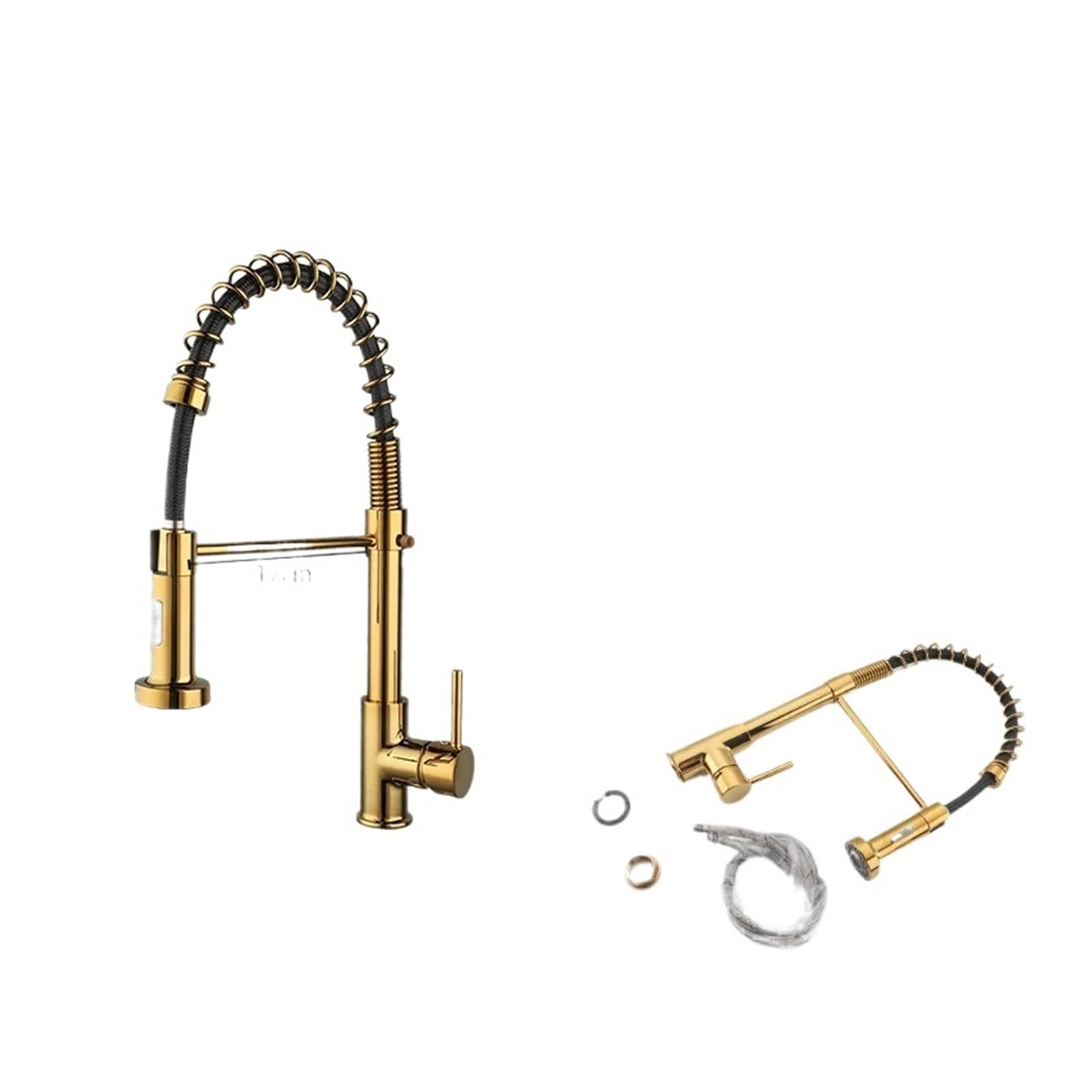 Yjyjy Gold Faucet Brass Pull-Out Spring Kitchen Faucet Kitchen Sink Mixer 360 Degree Swivel Flow Sprayer Nozzle Mixer Hot And Cold Faucet Tap
