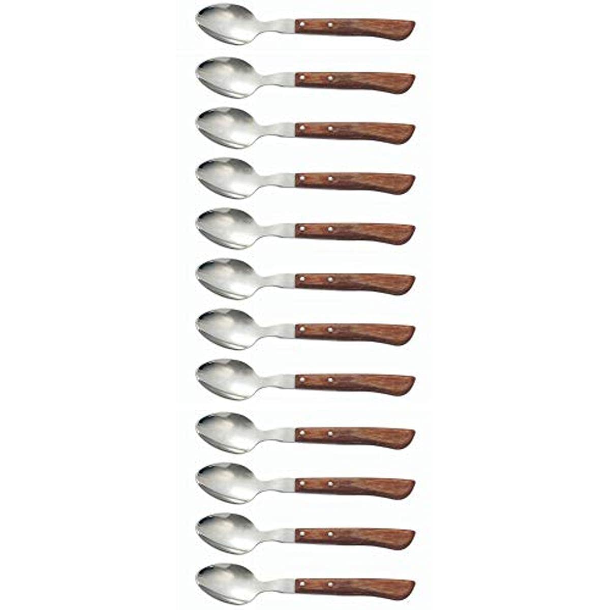 Arcos Serie Cuchillos de Mesa Caja 12 uds Cuchara Lunch o Desayuno, Cuchara de Acero Inoxidable NITRUM de 150 mm, Mango Madera Comprimida Color marrón (12 UDS)