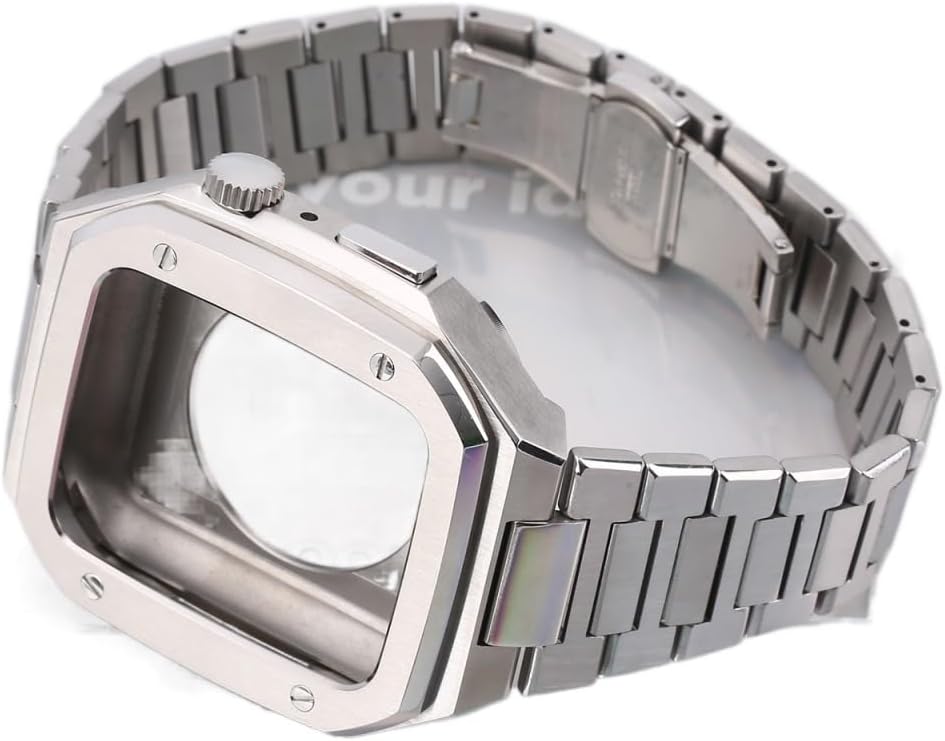 Metal Watch Case Strap Bracelet Set，For 44mm 45mm 9 8 7 6 5 4 SE Series Upgrade Replace
