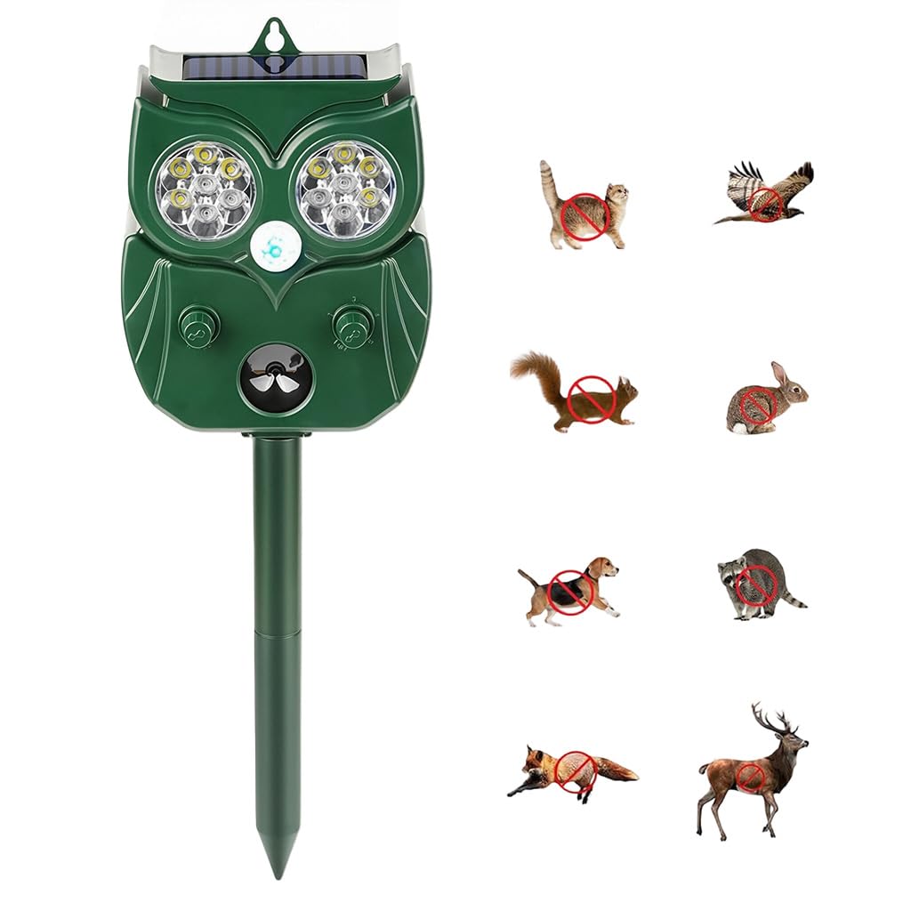 ORTIZA® Solar Ultrasonic Animal Repeller 10 Meter Motion Sensor Rodent Bird Deterrent with 14-LED Warn Light, Intelligent Variable Frequency, Weather Proof Pest Repellent for Garden, Yard, Farm-image-31