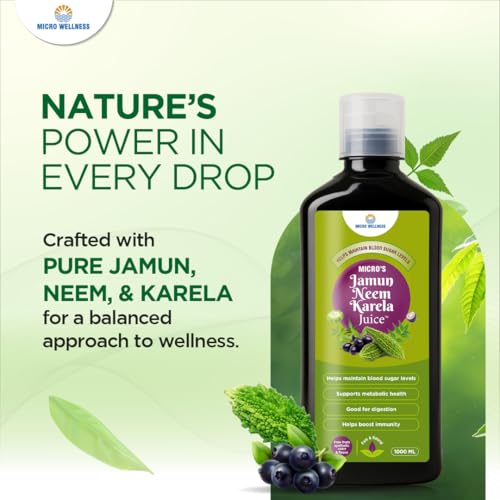 Image of Jamun Neem Karela Juice | Herbal Juice for Blood Sugar Support & Metabolic Health | Supports Digestion & Immunity | No Synthetic Colour or Flavour | Ayurvedic Wellness Drink - 1000ml