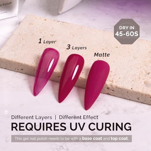Image of MelodySusie 0.5fl oz Fuchsia Gel Nail Polish, Nails Soak Off UV LED Magenta Hot Pink Gel Polish Gift for Women Nail Art Manicure Salon DIY Nail Design Decoration at Home-A2701