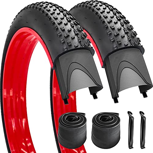 SIMEIQI 20 x 4.0 Inch Fat Bike Tire Pair of Foldable Electric Snow Bike Tire (20x4.0-2 Pack Tires and Tubes)…