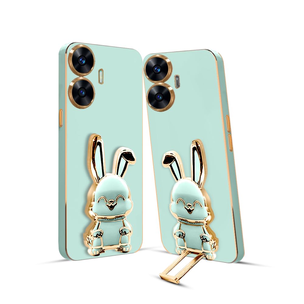 KARWAN®️ 3D Bunny with Folding Stand Back Cover Case Compatible for Realme C55 | Slim electroplated case | Stand case | Soft TPU | Space Astro Theme | Camera Protection-Mint. (B0CGNV6HN9) Amazon Price History, Amazon Price Tracker