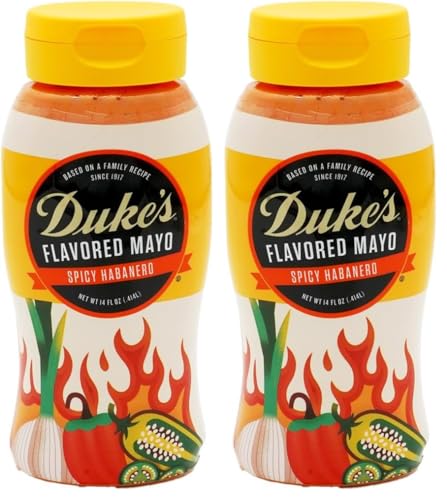 Image of Duke's Habanero Garlic Flavored Mayonnaise Squeeze Bottle - Spicy & Bold, 14 Ounce (Pack of 2)
