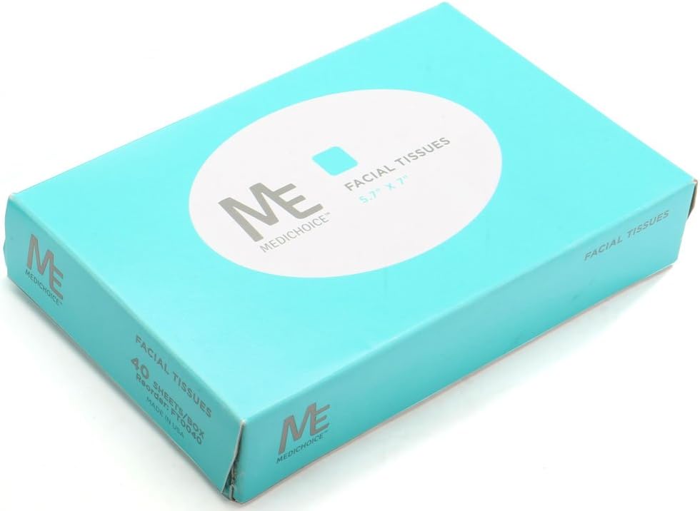 MediChoice Facial Tissues, Standard Bedside, Soft, Recycled Paper, 2 Ply, 5.7 Inch x 7 Inch, 40 Sheets Per Box, 200 Boxes Per Case (Case of 8000)