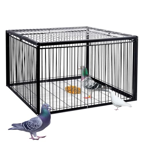 鳩罠 脱出防止設計 一方通行の入り口 鳥かご アニマルトラップ 屋外用 鳥捕獲器 小鳥、スズメ、ハト対応 農場、果樹園、庭園、バルコニーに最適 害なし 組み立て簡単(ブラック,100*60*26CM)
