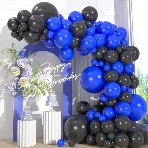 110pcs Black and Blue Balloons Garland Arch Kit 18/12/10/5 Inch Royal Blue and Black Party Balloons for Mens Birthday 2026 Graduation Fathers Day New Years Eve Decorations