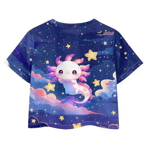 Image of Girls Fashion Crewneck Tee Shirts Casual Short Sleeve Crop Top Summer Outfits 5-14 Year