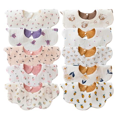 Image of Baby Bibs Muslin Drool Teething Drooling Bibs for Baby Girl Boy Muslin Cotton