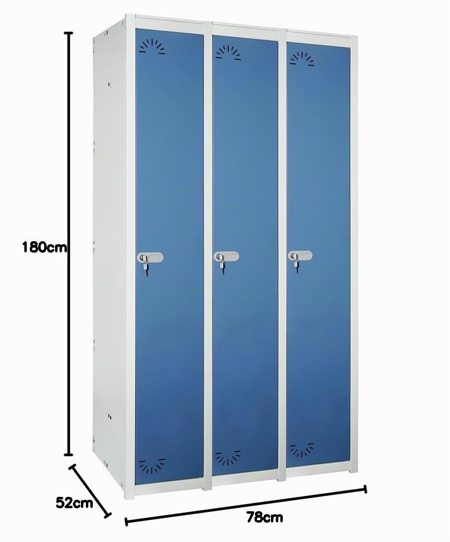 Taquilla metálica 1 Puerta. Módulo de 3 cuerpos. Med. 1800x780x520 mm. Desmontado