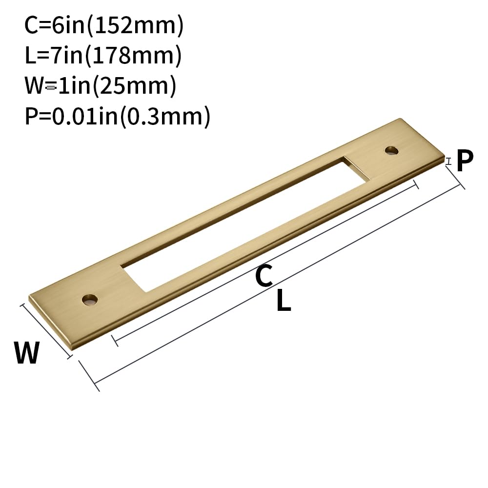 KHTUMEWARE-152BP Backplate, Brushed Brass, 7 in (178 mm) Length, 5-Pack in Brushed Brass — KHTUMEWARE