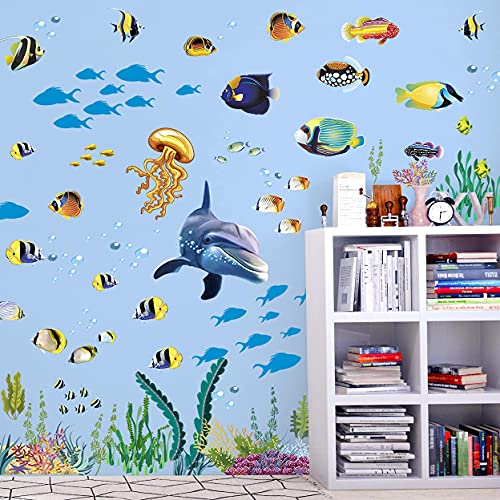 Vinilo Decorativo Pared Ocean Fish 3D Removible 4 Hojas miniatura 3