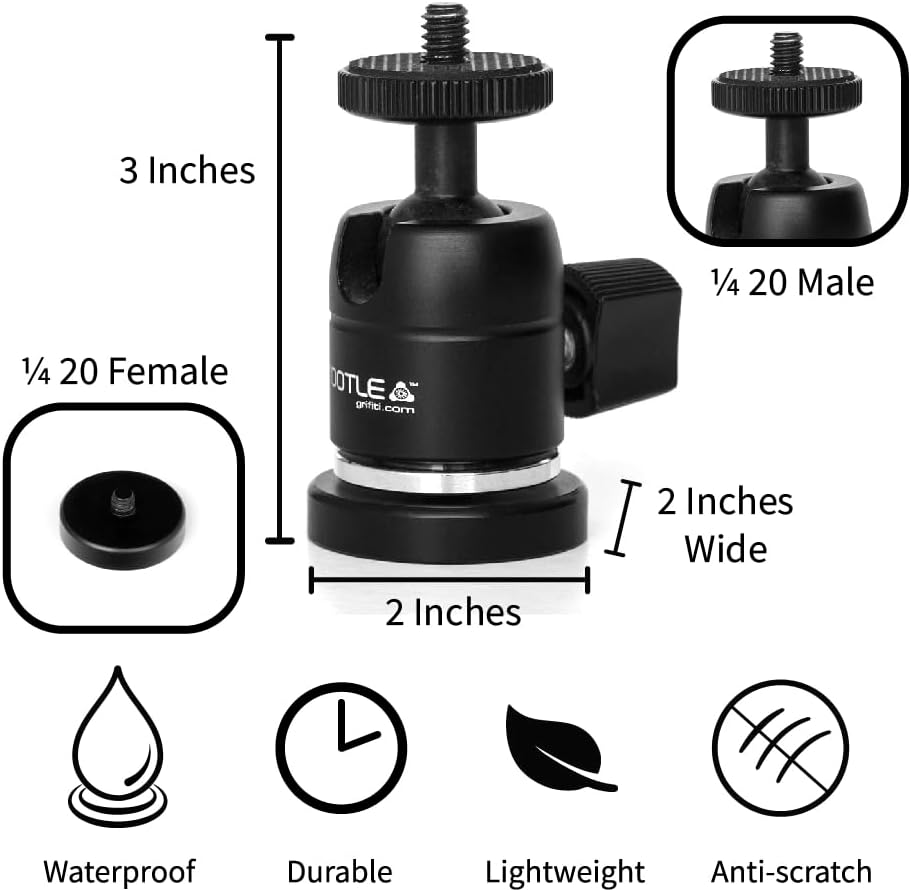 Miniatura 2 de GRIFITI Nootle - Cámara magnética con mini soporte de bola para cámaras, cámaras de video, soportes para teléfono, proyector, accesorios de montaje
