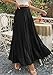 PRETTYGARDEN Long Skirts for Women Summer Vacation Outfits 2026 Spring Chiffon Elastic Waist Flowy A-Line Pleated Midi Skirt(Black,XX-Large)