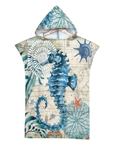 JORAKI Poncho Surf Microfibra, Teli Mare con Cappuccio Asciugamani da Bagno con Stampa Animalier Oceano per Spiaggia Bagno Doccia Nuotare Piscina Accappatoio Poncho per Uomo Donna Adulti