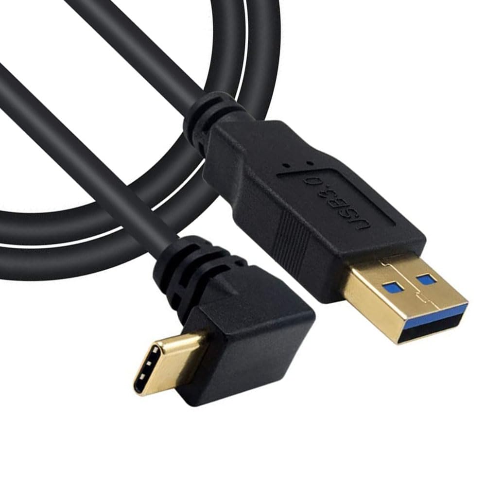 Câble USB C mâle vers USB 3.0 mâle (1 m), câble coudé à 90 degrés vers le haut et vers le bas de type C vers type A, prend en charge la synchronisation des données et charge rapide pour