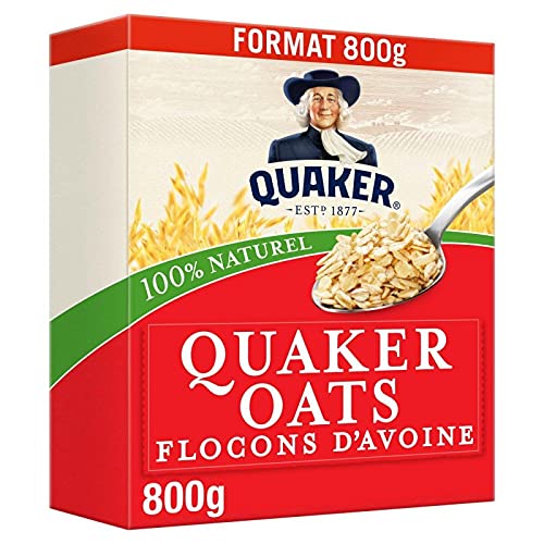 Quaker Oats Flocons d'Avoine Familial 800g - Délicieux Petit Déjeuner - Super aliment sain pour toute la famille - Le Lot De 4