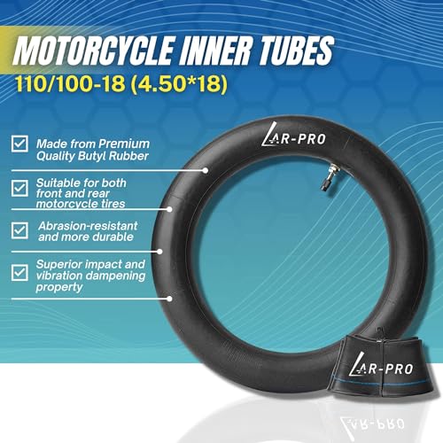 Image of (2-Pack) 110 /100-18 (4.50 x 18) Heavy-Duty Motorcycle Inner Tubes - 3mm Thick Butyl Rubber Inner Tubes - TR4 Valve Stems - Designed for Off-Road and Motocross Tires