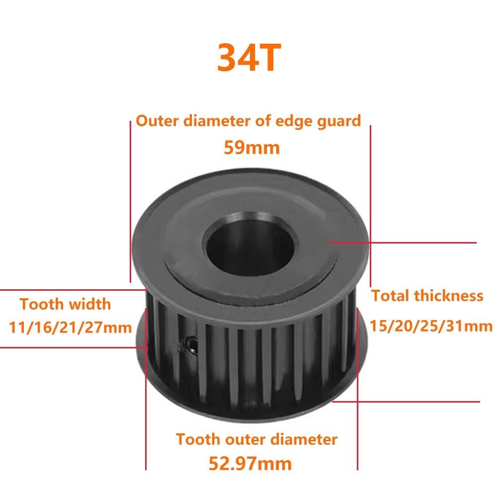 1 szt. HTD 5M koło zębate rozrządu 32 zęby 34 zęby 11 mm (do paska 10 mm) szerokość czarny stalowy pasek synchroniczny otwór koła 10 mm-28 mm koło zębate(28mm,32 Teeth)