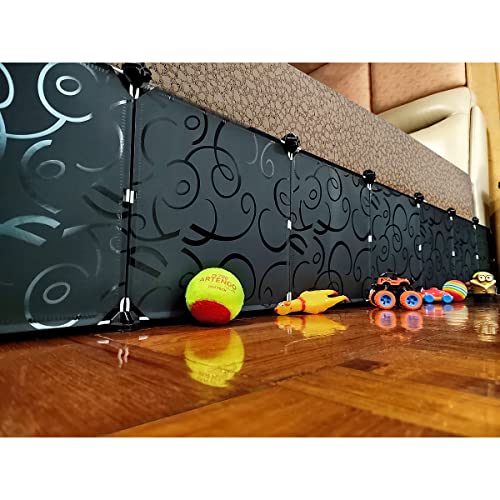 QIYIHOME Toy Blocker Extra Tall Size Gap Bumper for Under Bed Stop Pets Toys Going Under Bed or Sofa Couch Easy to Install 11.8 Height 83 Length Black