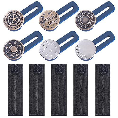 QXUJI Elastische Taillenverlängerungen, verstellbare Gummi-Bunddehner, Hosen-Knopf-Verlängerungs-Set, für Männer und Frauen, Jeans, Röcke, Hosen, Halsbänder, 13 Stück Cover
