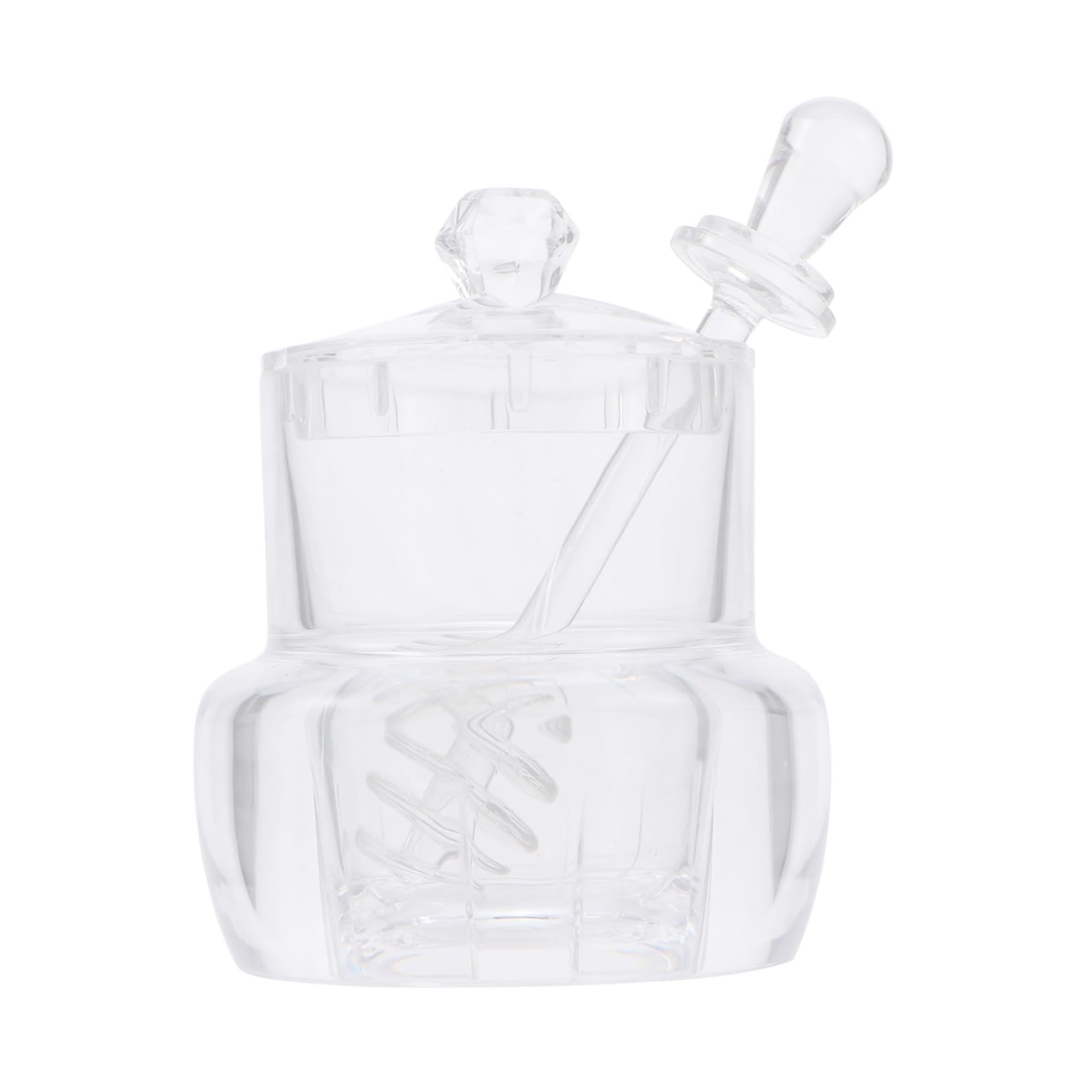 COLLBATH 1Set Acrylic Honey Jar with Dipper Syrup Pot with Dipper Honey Dispenser with Lid Acrylic Honey Container for Syrup and Honey Storage for Home Kitchen Use
