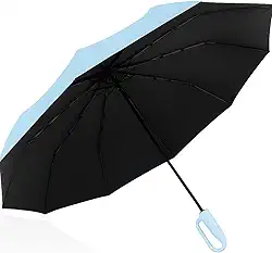 Guarda-Chuva Automático Reforçado Proteção Solar UV • Estrutura Anti-Vento Dobrável - Abertura e Fechamento Automático - Sombrinha Compacta Masculina e Feminina (Preto)