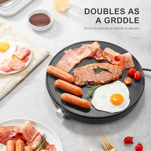 Yabano Crêpes maker, Ø 30 cm Retro Pancake Maker mit Wender und Teigverteiler, Crepes-Eisen für süße Crepes und herzhafte Galettes – Bild 4