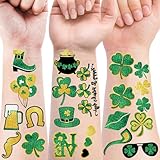 Glitter 80 PCS /12 Sheets St. Patrick’S Day Temporary Tattoos,St patricks day tattoos,Green Shamrock Face Stickers for Irish Party Favor,St Patricks Day Accessories Waterproof For Kids Women Men