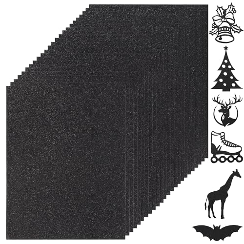 25 Sheets Black Glitter Cardstock 8.5 x 11 Inches 250gsm/92lb Heavy Weight Thick Sparkle Card Stock Paper for Crafts DIY Projects Card Making Birthday Wedding Decoration UAP21BK25