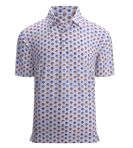 Alex Vando Mens Golf Shirt Moisture Wicking Quick-Dry Print Performance Polo Shirts for Men