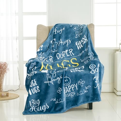 Piwaka Hug Blanket for Women - Get Well Gifts for Comfort & Care, Cozy Soft Flannel Fleece Throw, Surgery Recovery, Thinking of You, Cancer Care, Get Well Soon Gift - Coral Blue