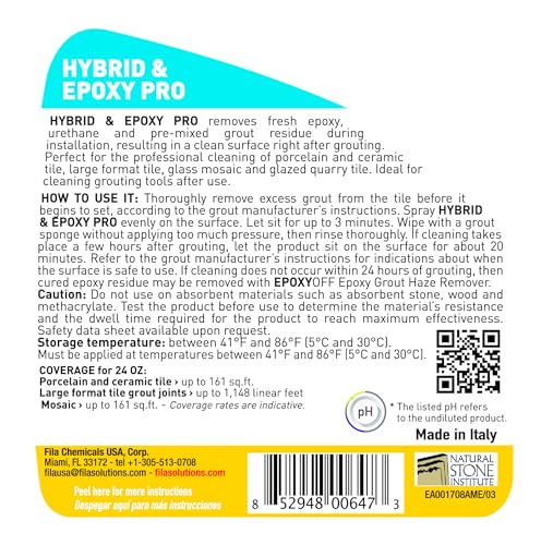 FILA Surface Care Solutions, HYBRID & EPOXY PRO, Instant Cleaner for Fresh Epoxy Grout residues, Grout Cleaner to use during Installation, Clean your Epoxy Floor Kit Tools after Epoxy Flooring, 24oz. - Image 4