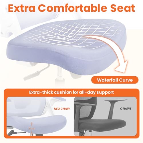 Image of NEO CHAIR Office Desk Chair Gaming Computer High Back Support Mesh Comfy Seat with Adjustable Ergonomic Headrest Lumbar Rolling Flip-up Armrests and Wheels (Purple)