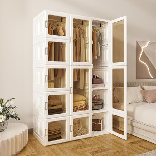 MAYIBOX Zusammenklappbarer Kleiderschrank,104x170x50cm, schnelle...