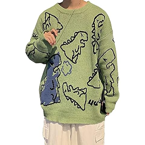 Suéter de punto con estampado de dinosaurios para mujer Cover