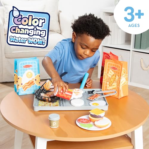 Melissa & Doug Flip & Fry Grill Play Set with Water Wow!® Kids Kitchen Playset with Color Changing Play Food, Preschool Toys for Girls & Boys Ages 3+ by Melissa & Doug - Image 9
