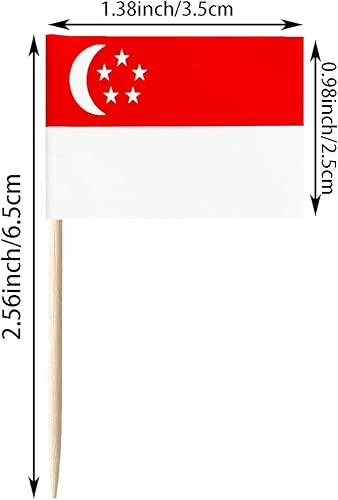 Miniatura 3 de 100 banderas de Singapur palillo de dientes de Singapur, mini adornos pequeños para cupcakes de Singapur, banderas de palo para fiesta, cóctel,