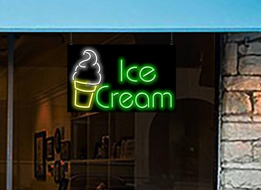 Ice Cream Neon Sign with Soft Serve Cone - 32