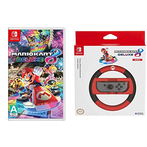 Videojuegos Nintendo, Wireless Mario Kart 8 Deluxe Standard Edition Nintendo Switch + Volante de Mario Kart 8 Deluxe Mario Racing Wheel Controller forNintendo Switch Standard Edition