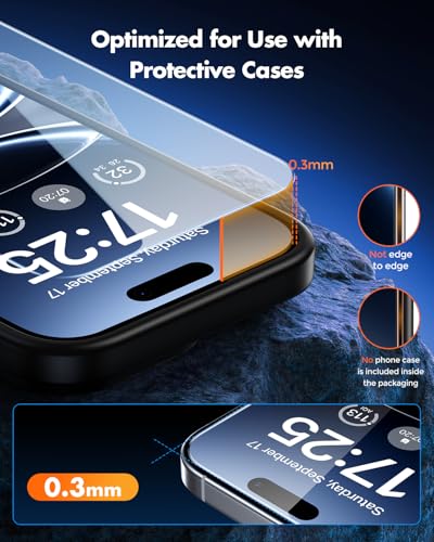 Image of UNBREAKcable for iPhone 16 Pro Screen Protector [Quick-Installation Box] 3-Pack 9H+ Hardness Shatterproof Tempered Glass [99.99% HD Clear] [Case Friendly] [Bubble Free] for iPhone 16 Pro 6.3 inch