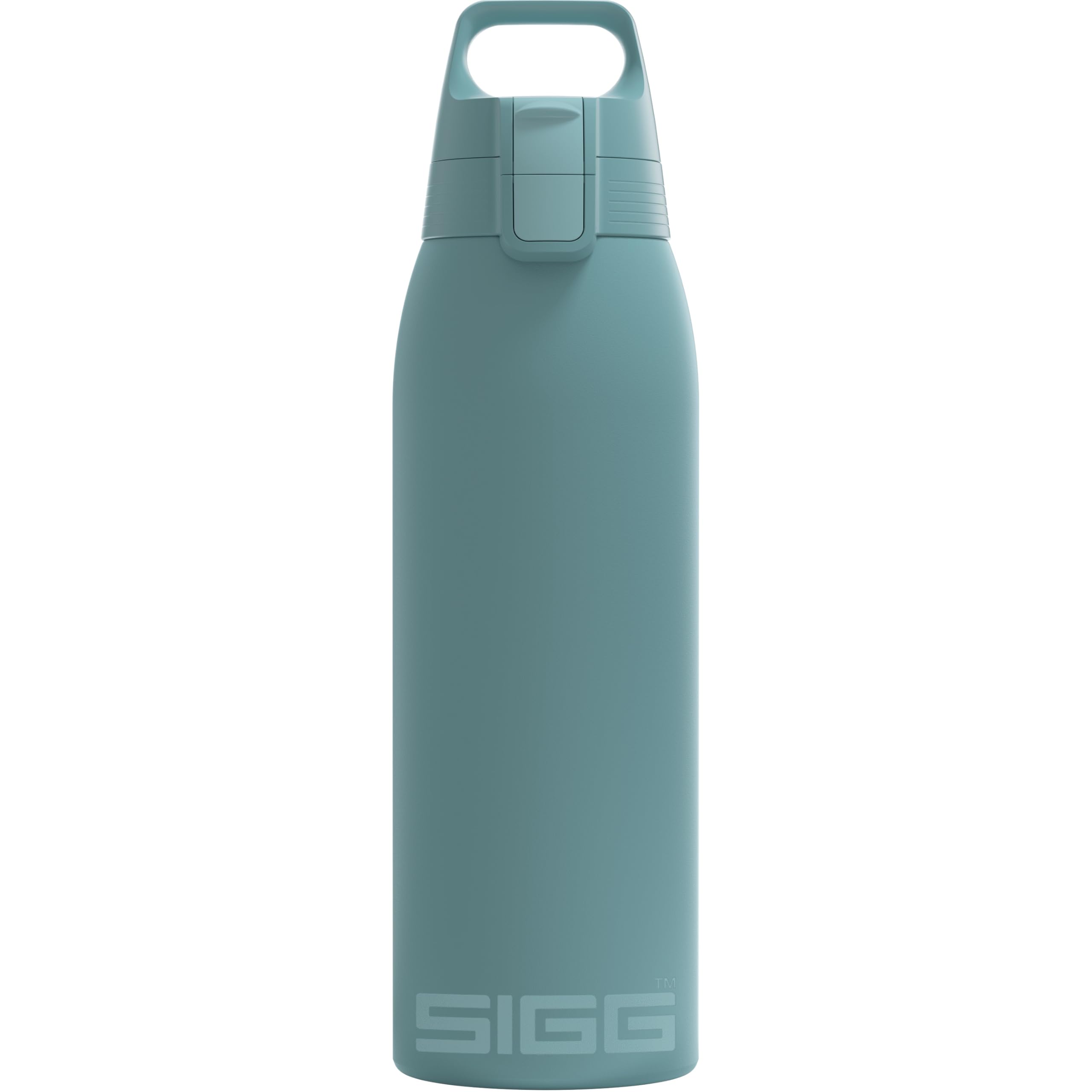 SIGG - Isolierte Trinkflasche - Thermosflasche Shield Therm One Morning Blue kohlensäurehaltige Getränke - Auslaufsicher - Spülmaschinenfest - BPA-frei - 90% recycelter Edelstahl - Graublau - 1L