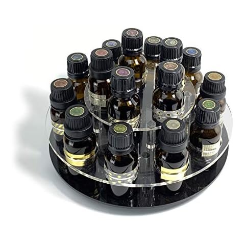 JEREVER Rotating Essential Oil Display Rack for 15 Bottles - Holds 5-15ml Oils - 2 Tier (Bottles not included) Cover