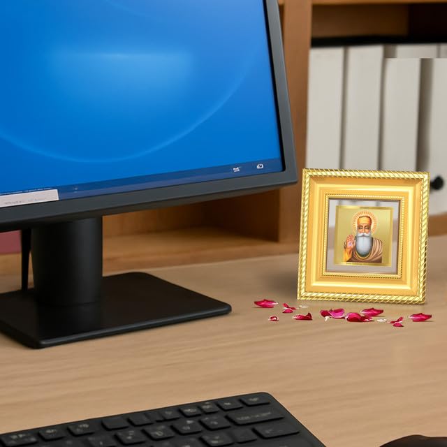 Image of DIVINITI Guru Nanak Dev Ji 24K Gold Plated Foil Tabletop Photo Frame for Home Decor, Puja Room, Luxury Gifting | DG Frame 015 S1A (10x10 CM)