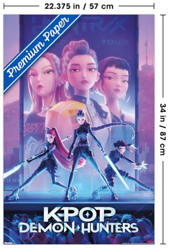 Image of Netflix KPop Demon Hunters (2025) - One Sheet Wall Poster, 34L inch x 22.4W inch, Premium Poster & Mount Bundle
