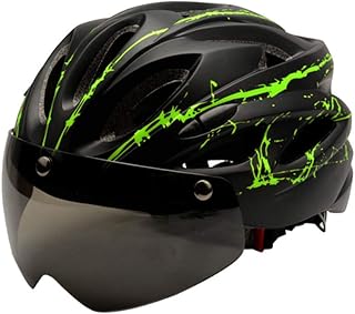 Kask rowerowy dla dorosłych, z tylnym światłem LED i wizjerem, zdejmowana ochrona oczu, oddychający i regulowany kask MTB, rower górski, kask wyścigowy dla mężczyzn i kobiet