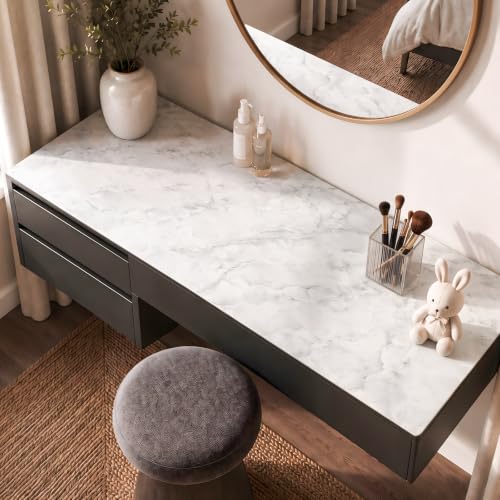 Image of LovePads Marble-Look Table Protector, 24x72 in Nightstand Table Cover